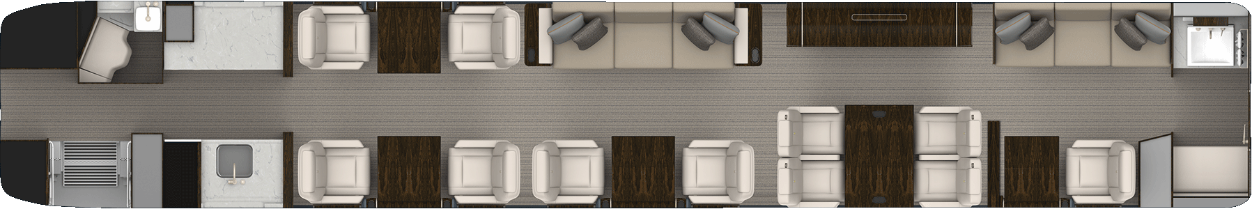 Forward Galley with 4 Living Areas