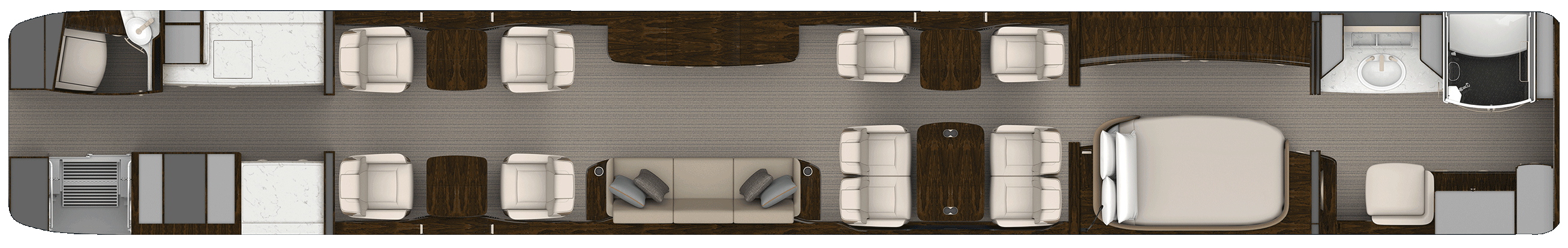 Rendering of Master Suite aircraft floorplan