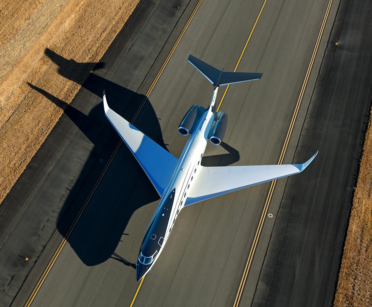 Aerial image of Airplane taxied on runway