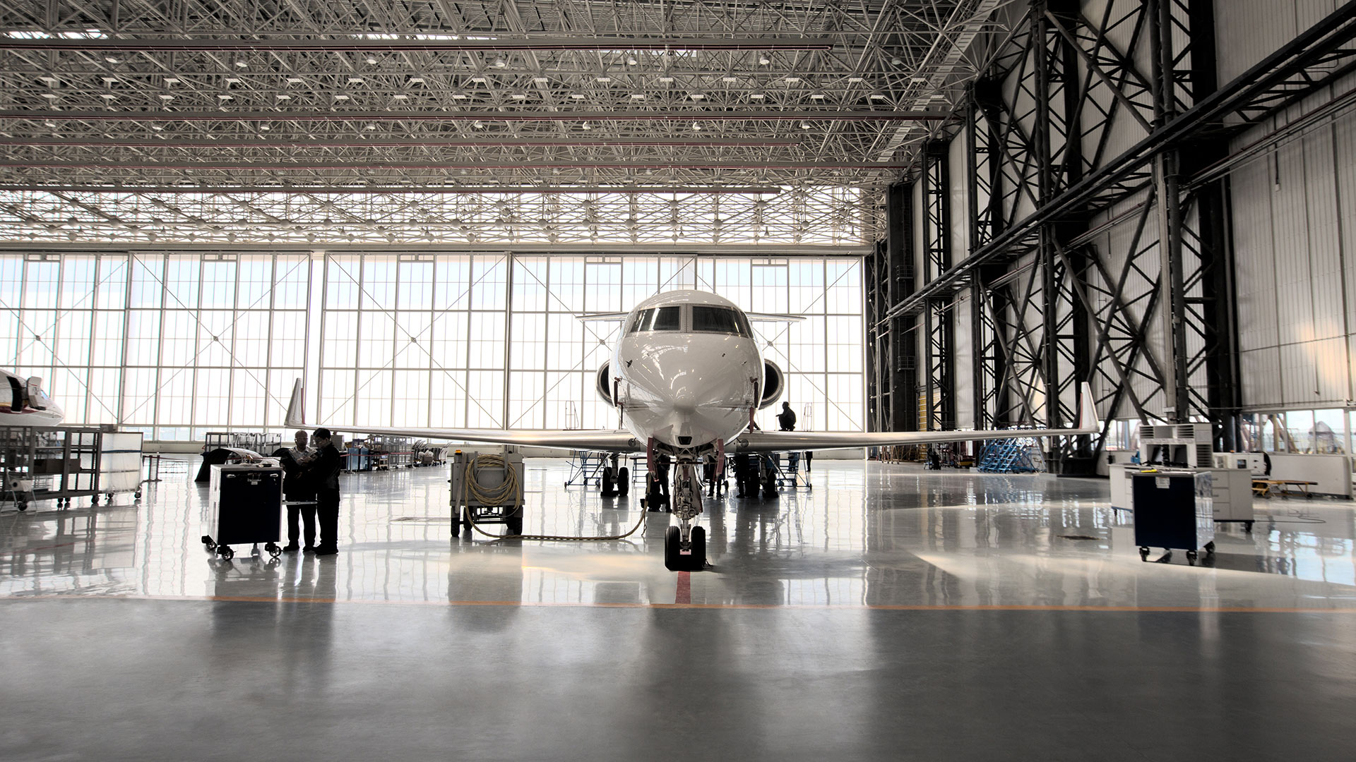 Airplane in hangar